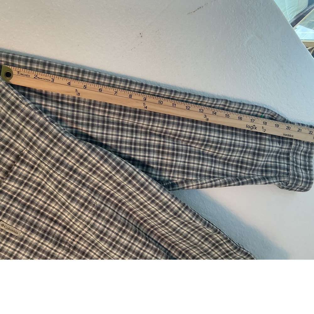 Columbia Sportswear Mens Large Blue Grey Plaid Long Sleeve Button Down Shirt - Picture 6 of 7